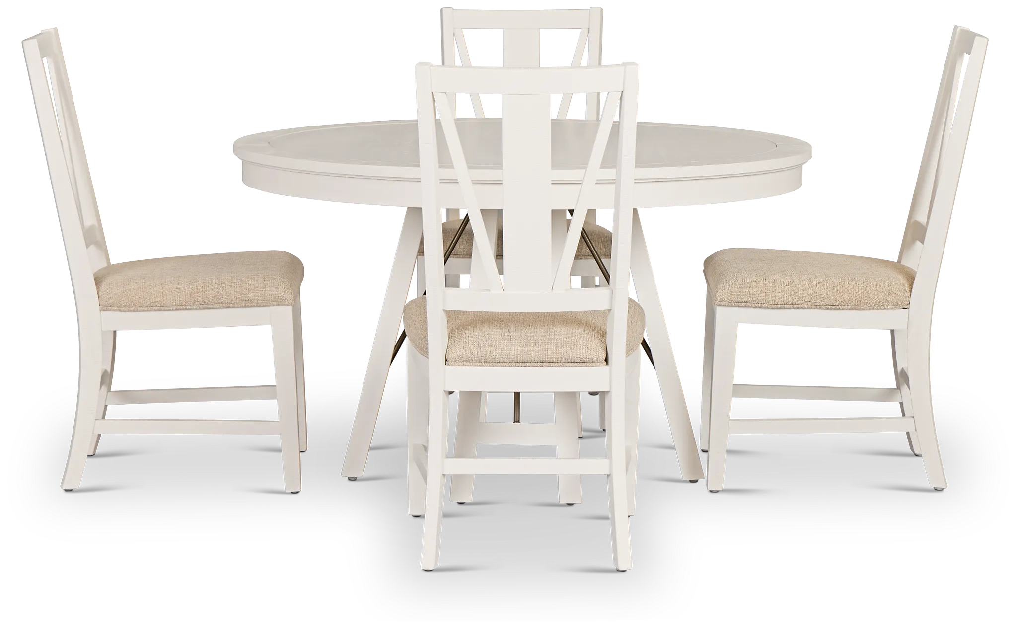 Heron Cove White Round Table & 4 Wood Chairs