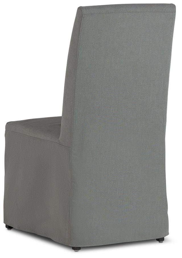 Destination Light Gray Long Slipcover Chair With Dark-tone Leg