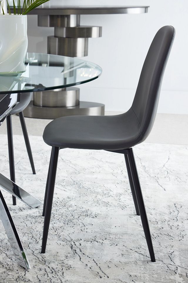 Havana Gray Micro Upholstered Side Chair W/ Black Legs