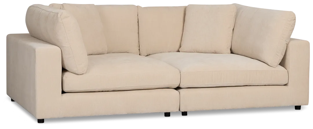 Lounge Light Beige Fabric Double Chaise Daybed