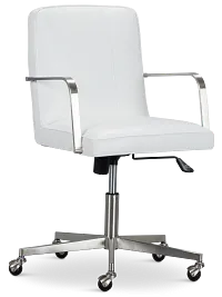 Haven White Chrome Upholstered Desk Chair