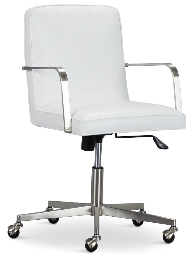 Haven White Chrome Upholstered Desk Chair