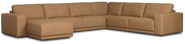 Kellan Light Brown Leather Medium Left Chaise Sectional