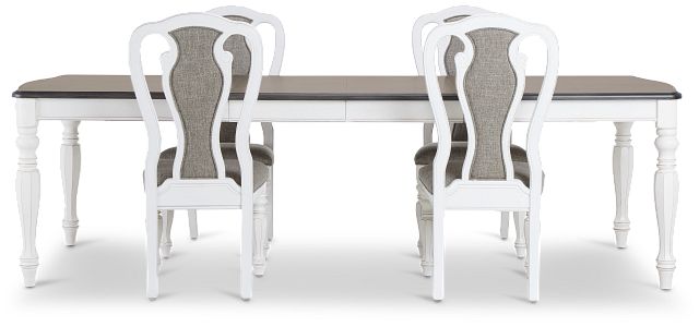 Wilmington Two-tone Rectangular Table & 4 Upholstered Chairs