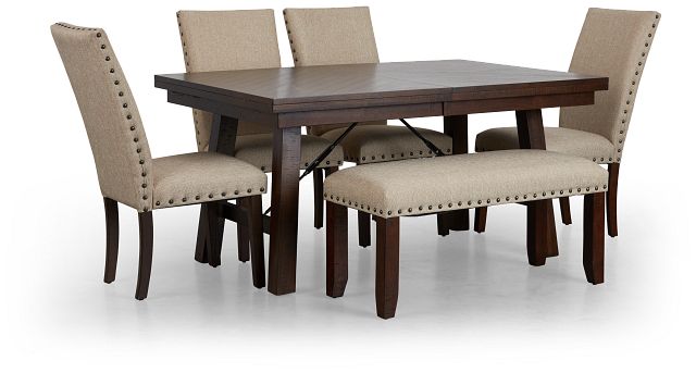 Jax Beige Rect Table, 4 Chairs & Bench