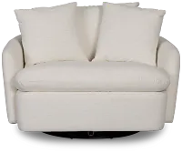 Serena White Fabric Swivel Chair