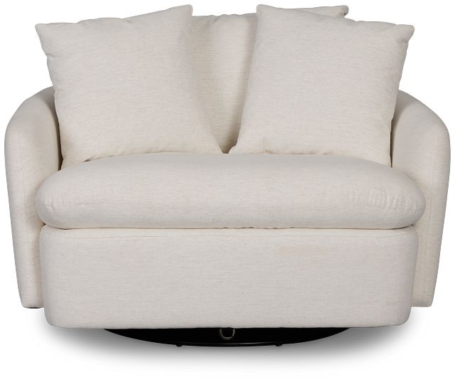 Serena White Fabric Swivel Chair