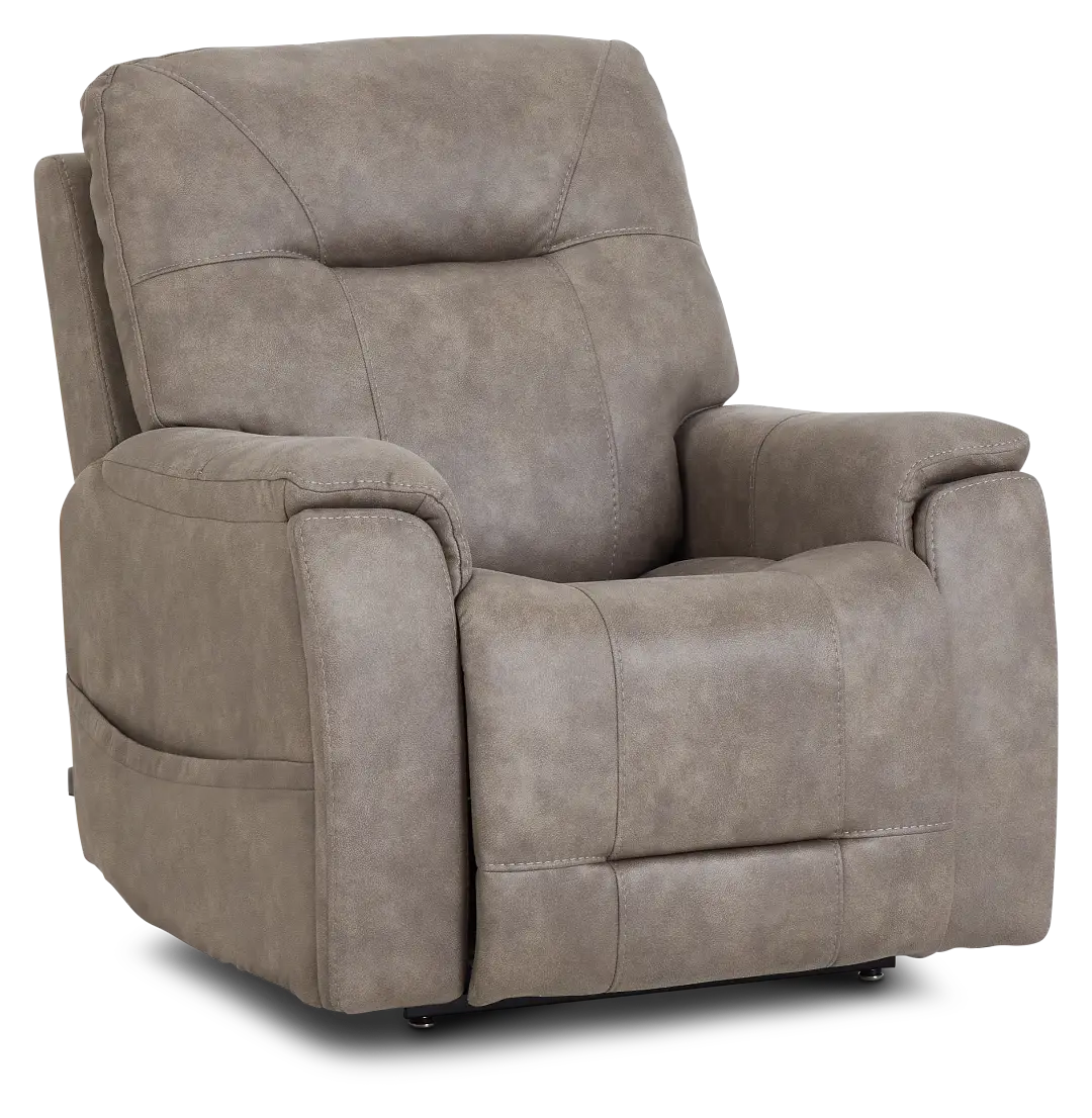 Akron Taupe Micro Power Lift Recliner With Power Lumbar Akron Taupe Micro Power Lift Recliner With Power Lumbar