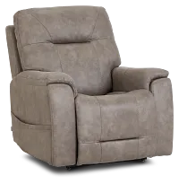 Akron Taupe Micro Power Lift Recliner With Power Lumbar