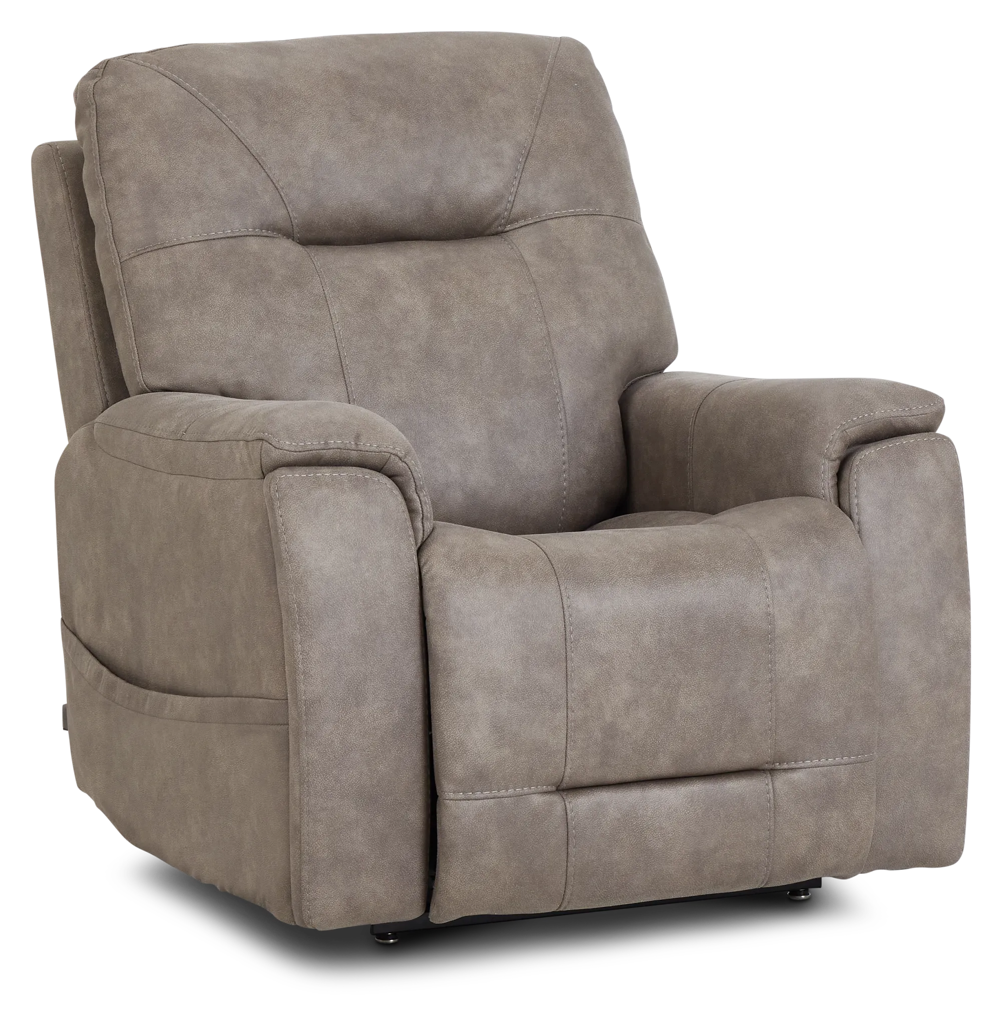 Akron Taupe Micro Power Lift Recliner With Power Lumbar