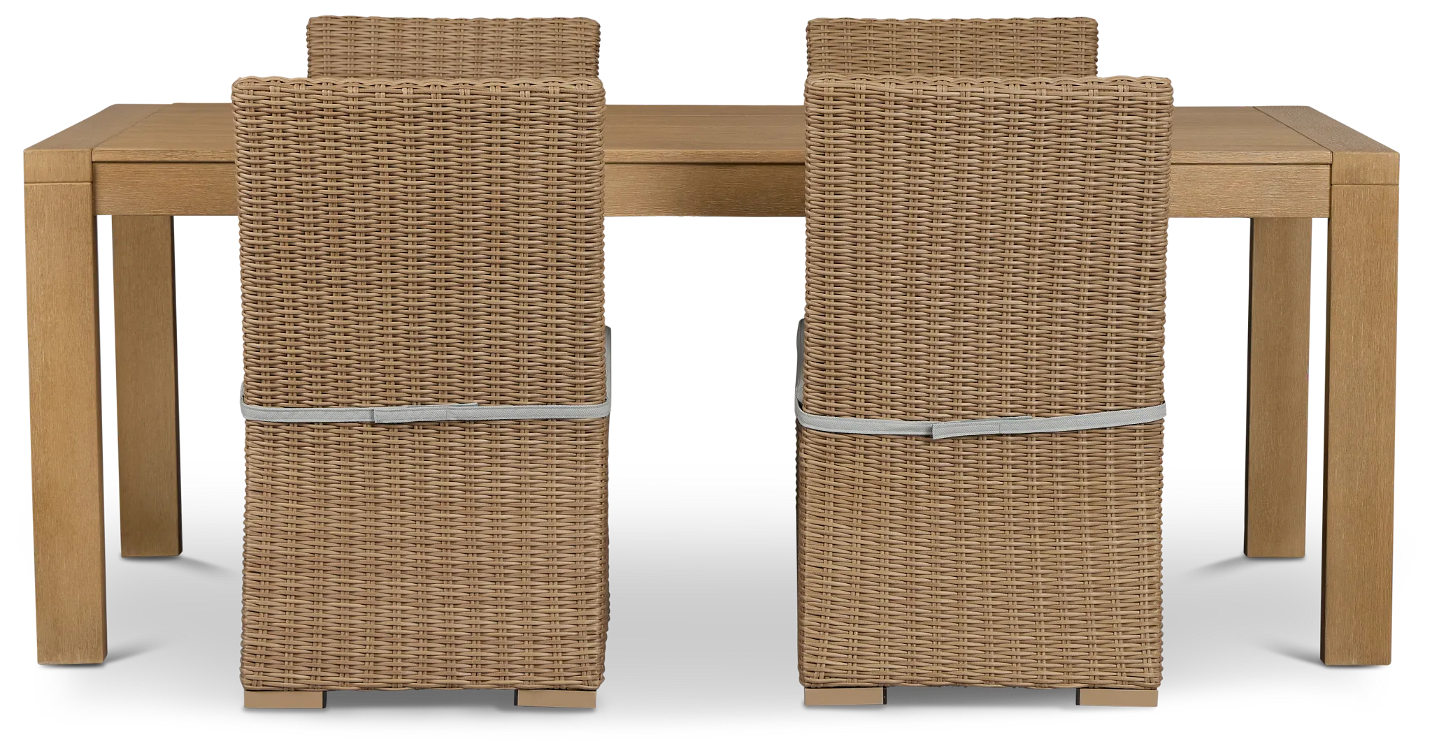 Montecito Mid Tone Rectangular Table & 4 Light Blue Cushioned Chairs