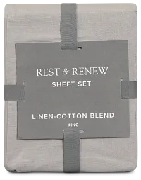 Rest & Renew Linen Blend Gray Sheet Set