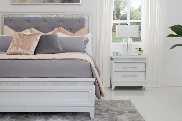 Alessandria White Lighted Nightstand