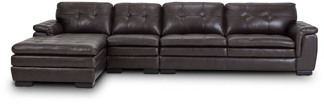 Braden Dark Brown Leather Small Left Chaise Sectional (2)
