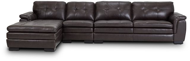 Braden Dark Brown Leather Small Left Chaise Sectional