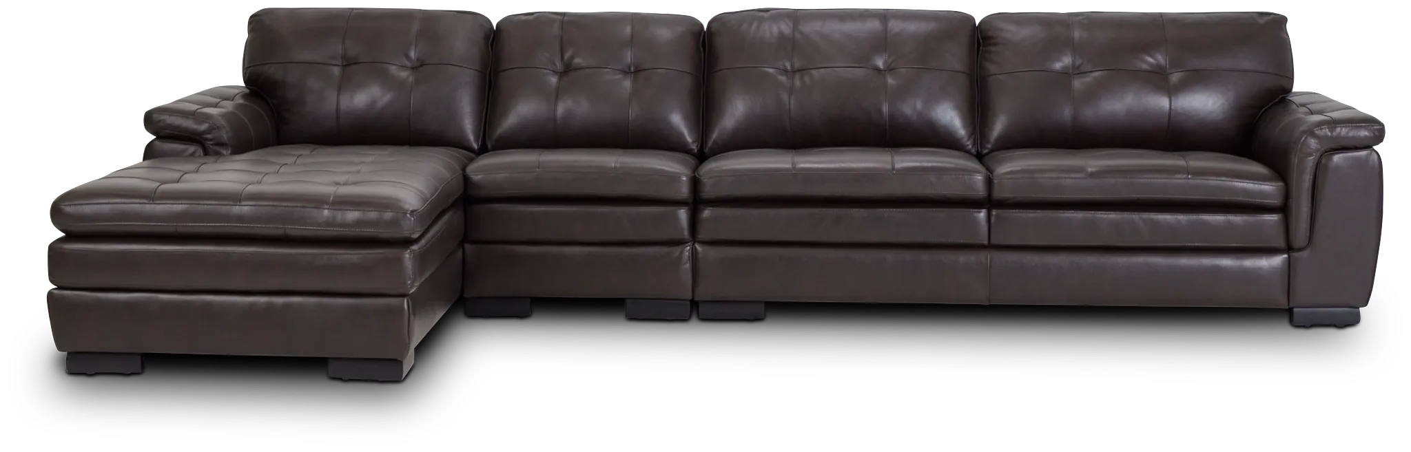 Braden Dark Brown Leather Small Left Chaise Sectional
