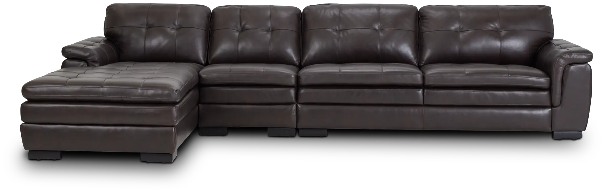 Braden Dark Brown Leather Small Left Chaise Sectional Braden Dark Brown Leather Small Left Chaise Sectional