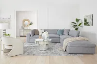 Destin Revenue Gray Fabric 5pc Bumper Sectional