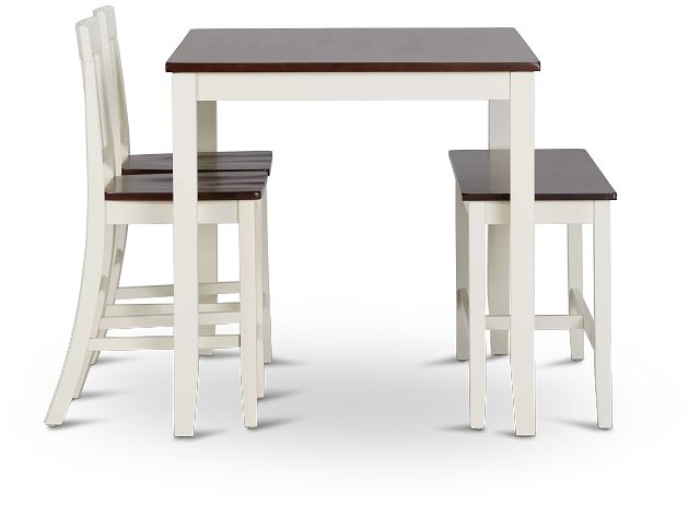 Santos White Two-tone High Table, 2 Barstools & High Bench