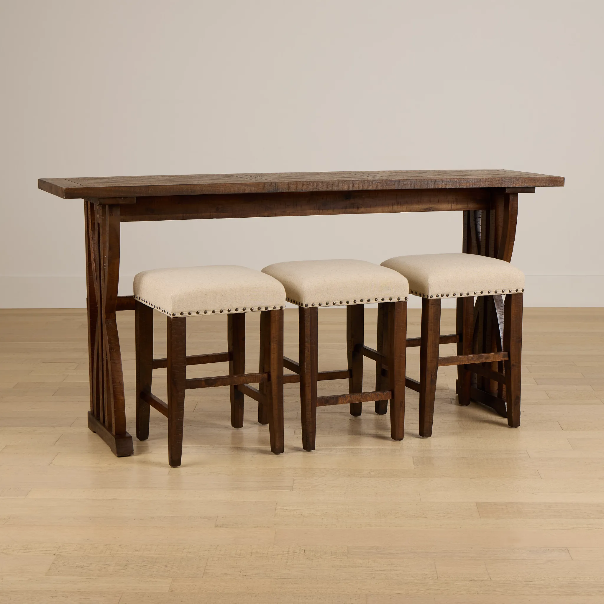 Joplin Dark Tone High Table With 3 Backless Barstools