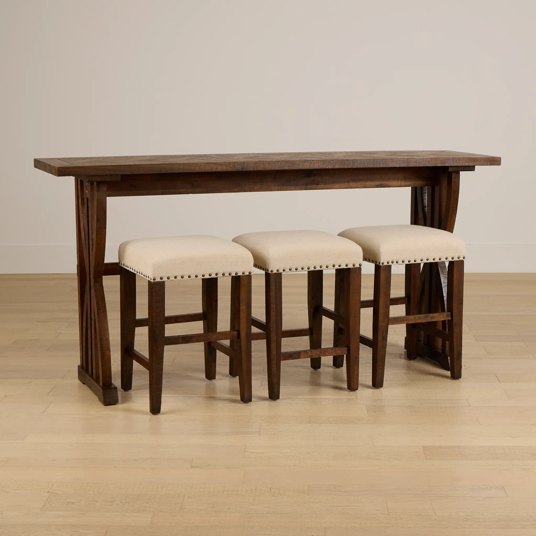 Joplin Dark Tone High Table With 3 Backless Barstools Joplin Dark Tone High Table With 3 Backless Barstools