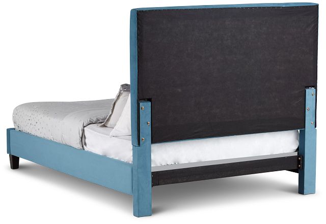 Collin Blue Velvet Platform Bed