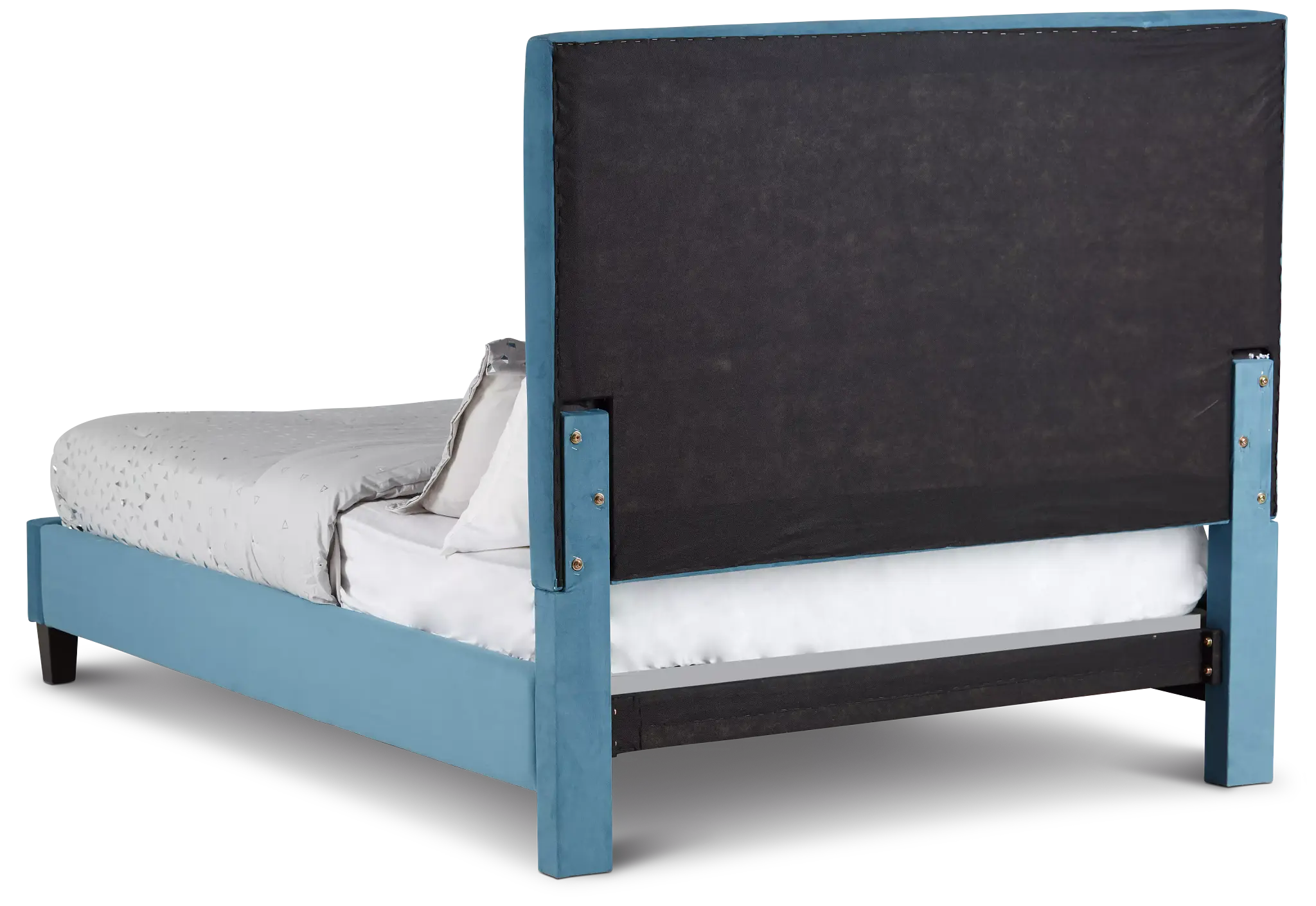 Collin Blue Velvet Platform Bed Collin Blue Velvet Platform Bed