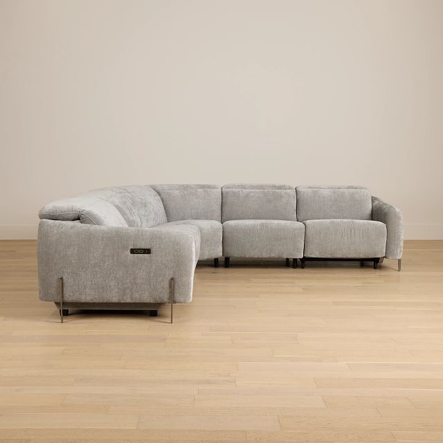 Zuri Gray Velvet Small Two-arm Power Reclining Sectional