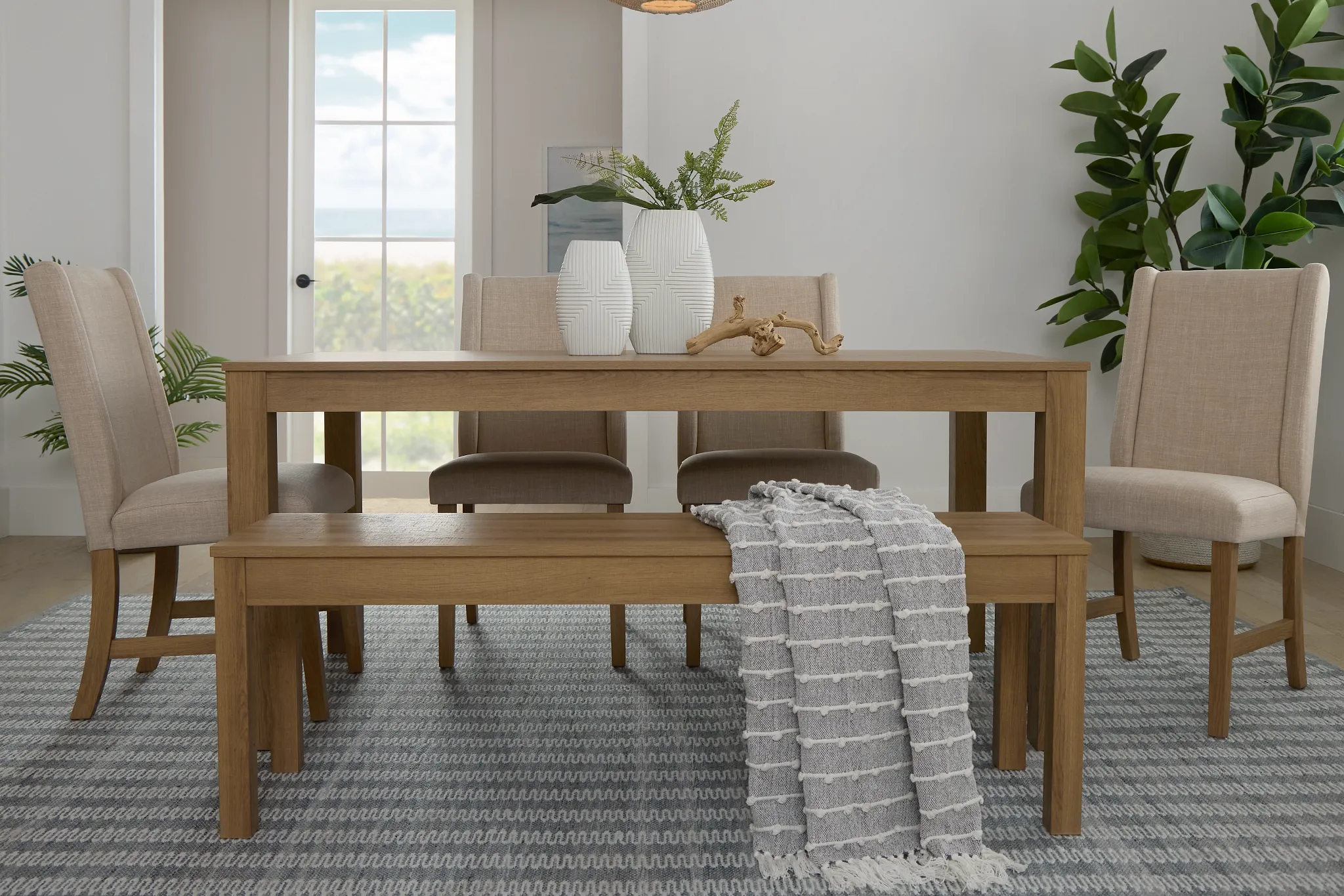 Delray Light Tone Dining Bench