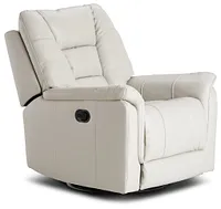 Owen Light Gray Leather Swivel Glider Recliner