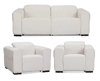Ellis Light Beige Fabric Power Reclining Living Room