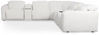 Ryland White Fabric Large Triple Power Reclining Two-arm Sectional