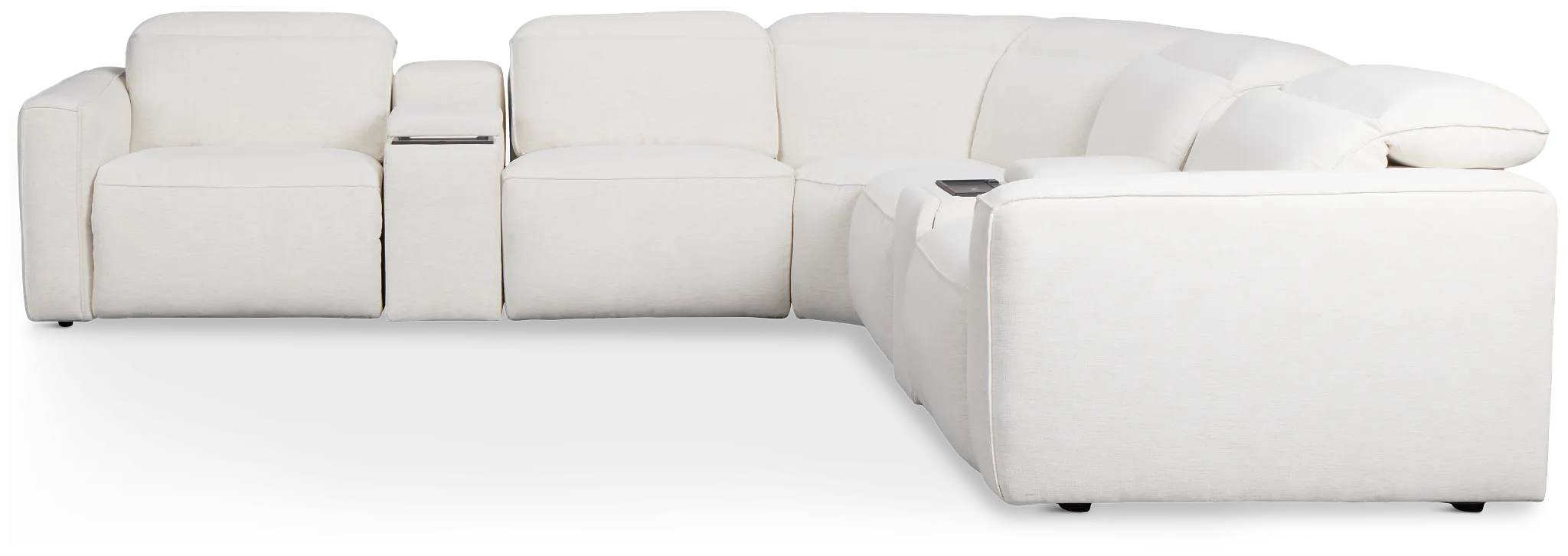 Ryland White Fabric Large Triple Power Reclining Two-arm Sectional