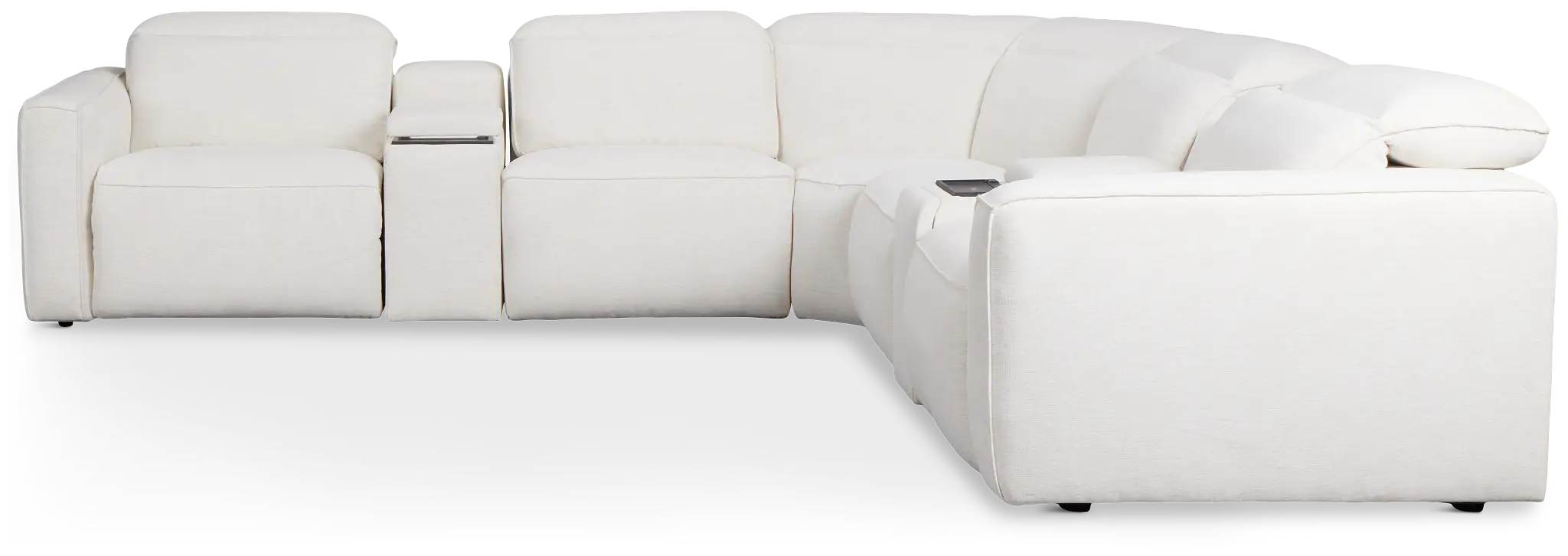 Ryland White Fabric Large Triple Power Reclining Two-arm Sectional Ryland White Fabric Large Triple Power Reclining Two-arm Sectional