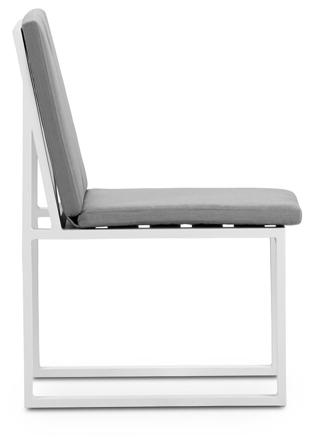 Linear White Dark Gray Aluminum Cushioned Chair (2)