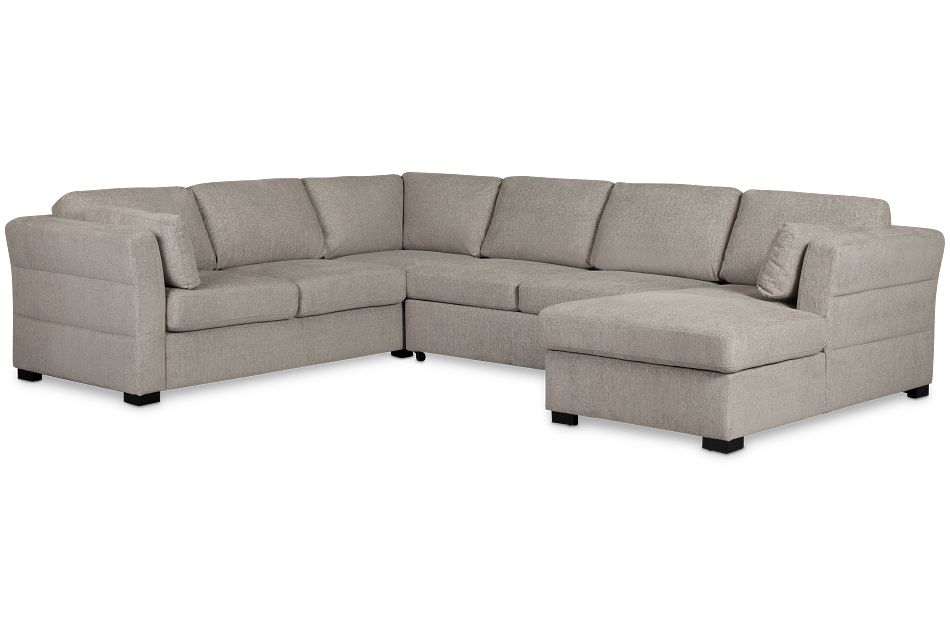 Amber Light Gray Fabric Large Right Chaise Sleeper Sectional