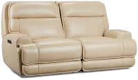 Casey Light Beige Lthr/vinyl Power Reclining Sofa