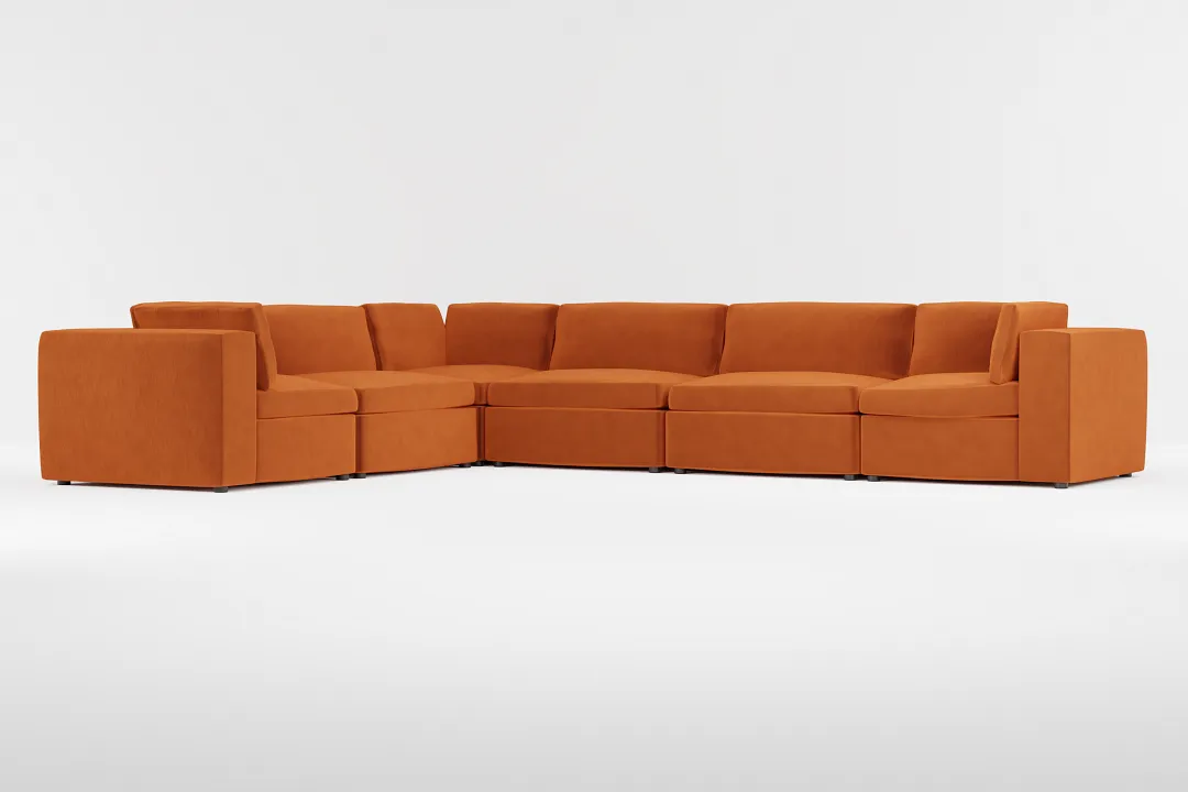 Destin Joya Orange Velvet 6-piece Modular Sectional