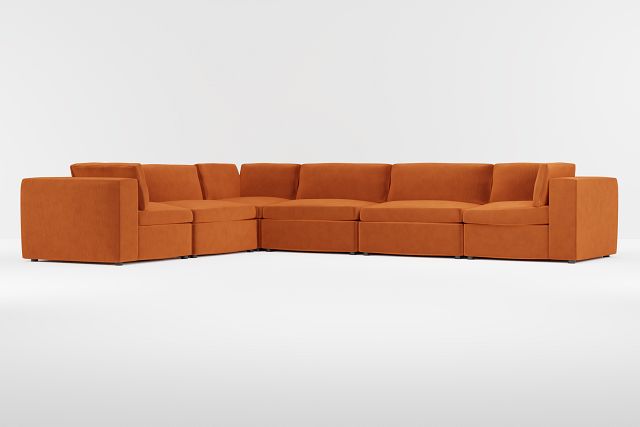 Destin Joya Orange Velvet 6-piece Modular Sectional