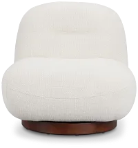 Aaliyah White Fabric Swivel Accent Chair