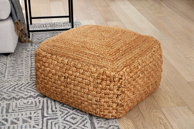 Hari Light Brown Square Accent Pouf