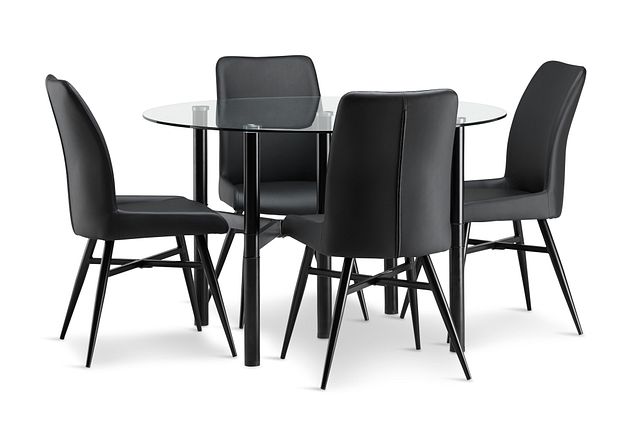 Lemans Black Glass Table & 4 Upholstered Chairs (0)