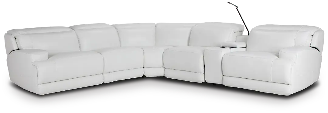 Reign White Lthr/vinyl Medium Dual Power 2-arm Reclining Sectional Reign White Lthr/vinyl Medium Dual Power 2-arm Reclining Sectional