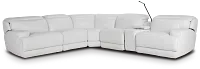 Reign White Lthr/vinyl Medium Dual Power 2-arm Reclining Sectional