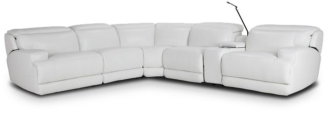 Reign White Lthr/vinyl Medium Dual Power 2-arm Reclining Sectional