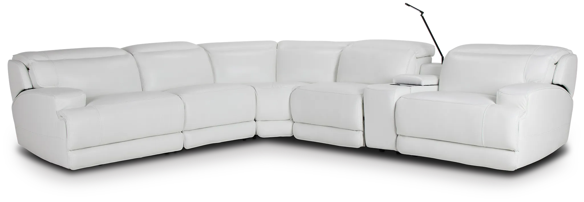 Reign White Lthr/vinyl Medium Dual Power 2-arm Reclining Sectional
