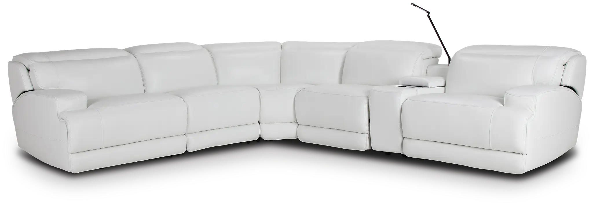Reign White Lthr/vinyl Medium Dual Power 2-arm Reclining Sectional Reign White Lthr/vinyl Medium Dual Power 2-arm Reclining Sectional