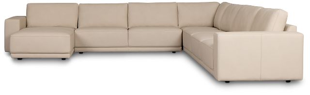 Kellan Ivory Leather Large Left Chaise Sectional