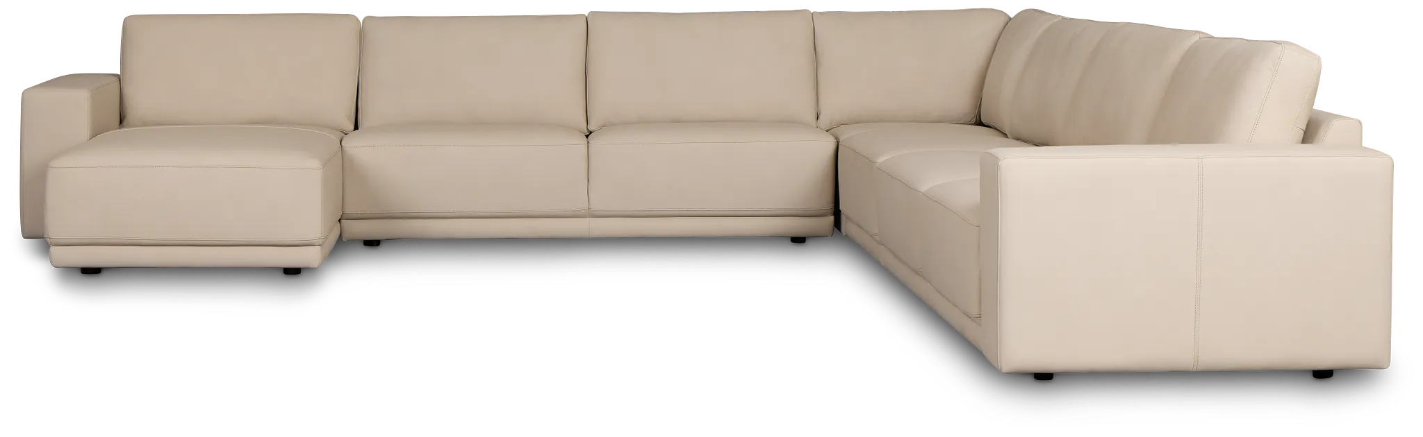 Kellan Ivory Leather Large Left Chaise Sectional