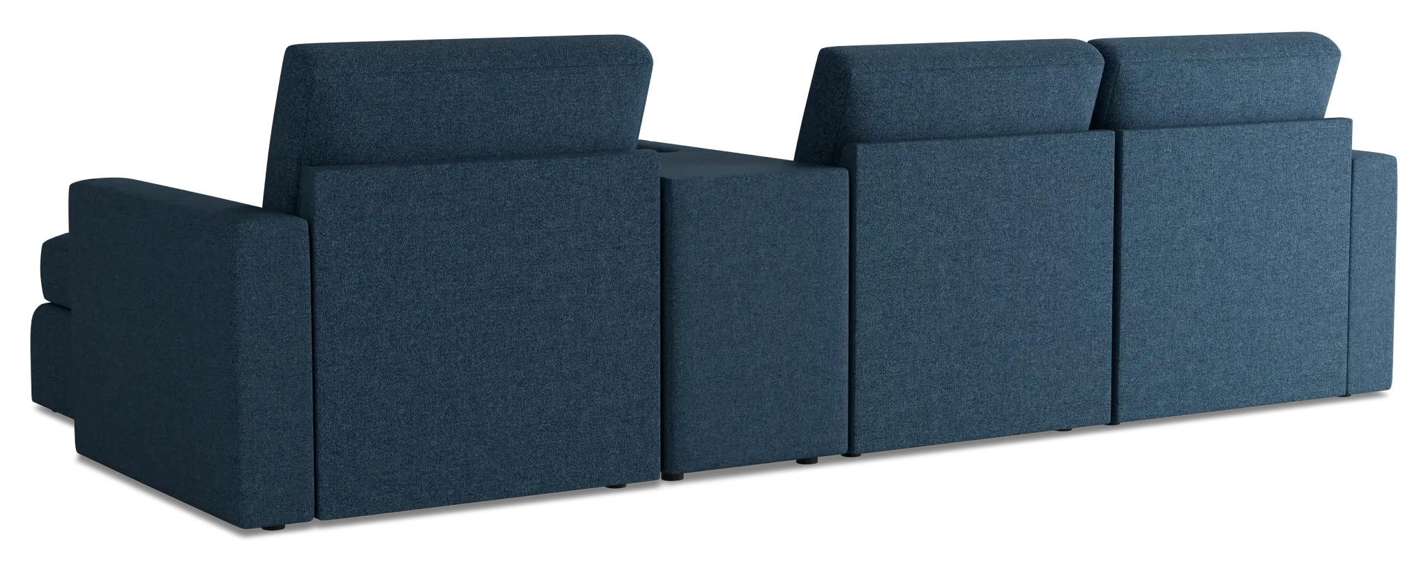 Citymod Blue Fabric Small Right Chaise Sectional With Storage Console Citymod Blue Fabric Small Right Chaise Sectional With Storage Console